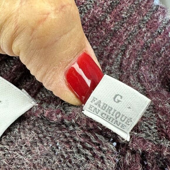 Toscano Firenze Mens Large Burgundy Sweater Wool Blend Henley Button Neck Marble - Picture 9 of 11